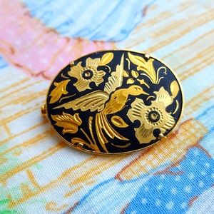 Vtg Damascene Brooch